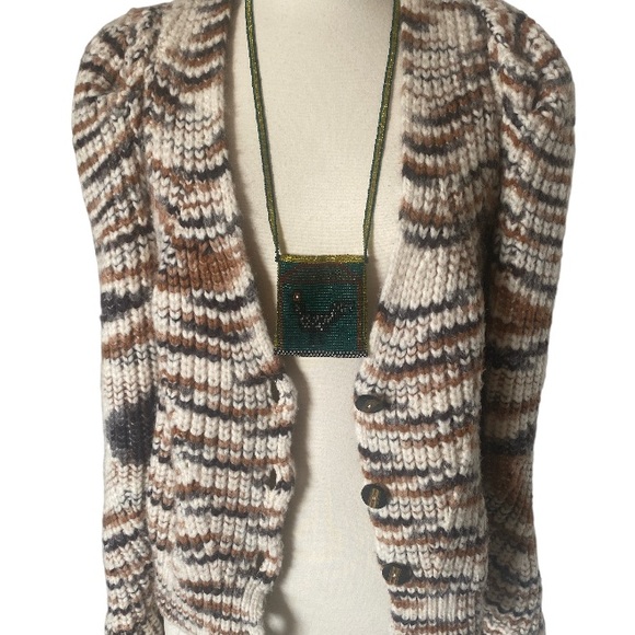 Daisy Jones Style Beaded Amulet Pouch Necklace -Vintage - Picture 5 of 5